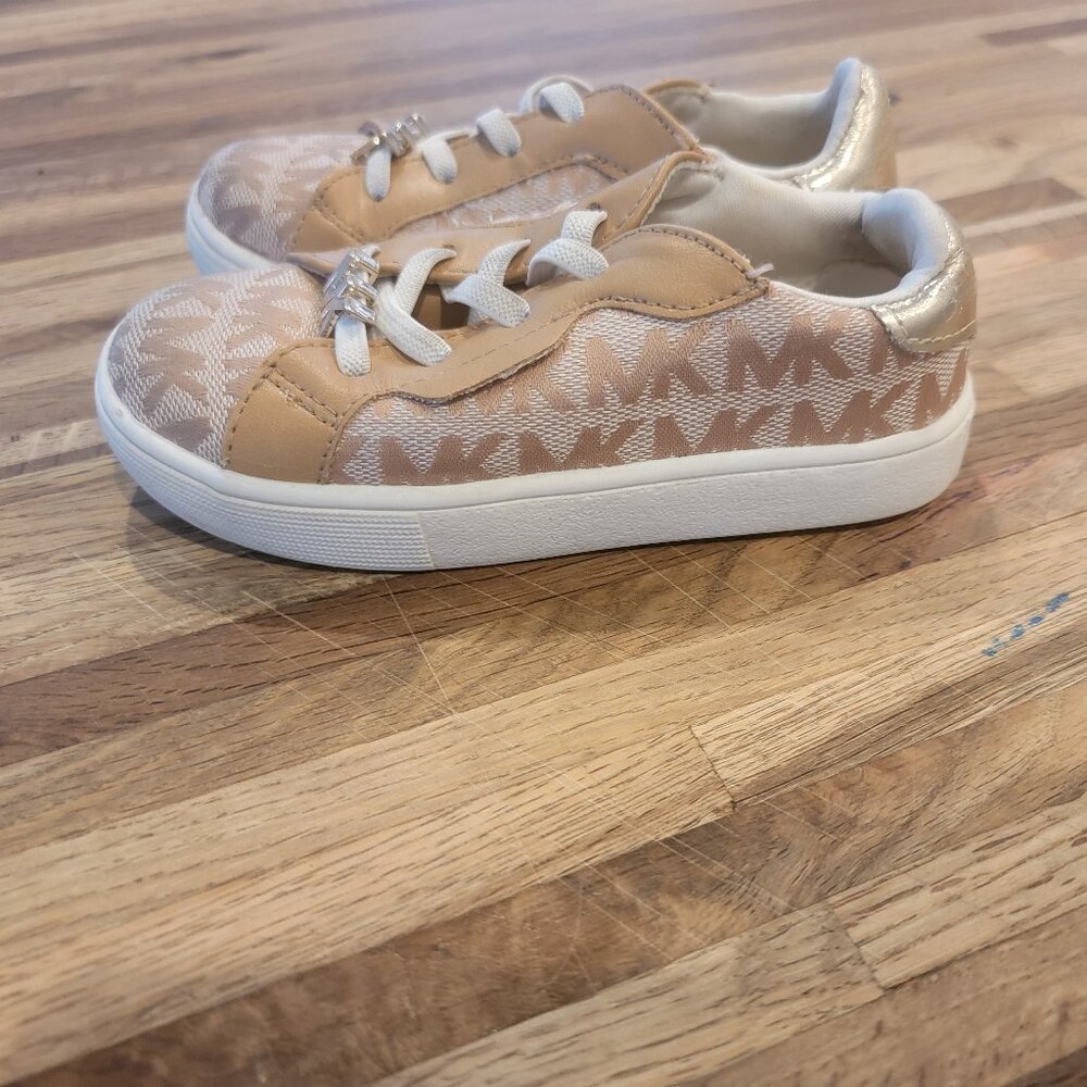 Michael Kors MK Oak 2 Tan Signature Print Slip On Toddler Shoes